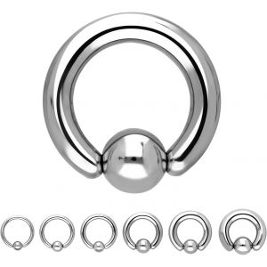 Grand Anneau Boule Piercing - 48 Tailles (2, 3, 4, 5, 6,5 Mm Épaisseur) - Bcr (Closure Bague) - Anneau De Serrage Piercings De Football En Argent En Acier Chirurgical (Acier Inoxydable) - Neuf