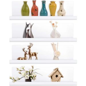 2pcs Étagère Murale Sans Perçage En Acrylique, Décoration De La Maison, Adaptée À La Cuisine, Salle De Bain, Bureau, Salon, Noir - Neuf