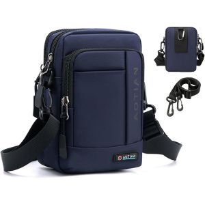 TIANYI-Petit Pochette Ceinture Homme Sacoche Bandoulière pour Homme Sac Bandoulière Sac Porté épaule Sac Banane Crossbody Sac à Main Sac Ceinture Étui pour Téléphone Portable Sac de Voyage Noir - Neuf