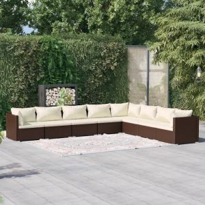 Prolenta Premium - Salon De Jardin 8 Pcs Avec Coussins R&eacute;sine Tress&eacute;e Marron - Neuf