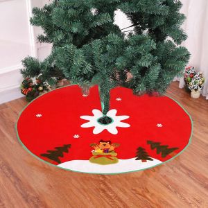 Jupe de sapin de No&euml;l 99 cm (39 pouces) en tissu rouge et blanc, recouvrant le pied du sapin, d&eacute;coration pour les f&ecirc;tes de fin d'ann&eacute;e, maison et jardin. - Neuf