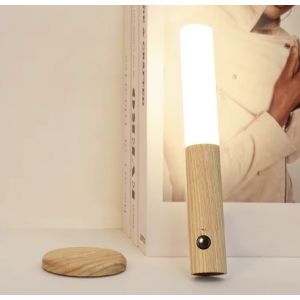 Lampe Torche Veilleuse Led, D&eacute;tecteur De Mouvement Ou Allumage Continue, Rechargeable - Ch&ecirc;ne Clair - Neuf