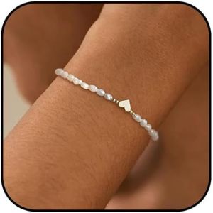 Eryi-Bracelet De Perles 14k Pour Femmes, Bracelet De Perles En Forme De C?ur, Bracelet De Perles Plaqué Or, Perles D'eau Douce, Bracelet En Forme De C?ur, Bracelet De Perles En Or Et Argent - Neuf