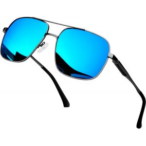 Kathlelxh-Lunettes De Soleil Homme Femme Polarisées Classique, Lunette De Soleil Rectangulaire Uv400 En Alliage Al-Mg Premium Rétro[H84] - Neuf