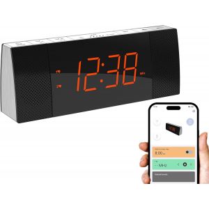 CHECARZHN--NO1-Radio-Réveil Avec Contrôle Via App, Bluetooth, Radio Fm, Double Réveil Avec Fonction De Répétition (Snooze), Fonction De Charge Usb, Régulateur De Luminosité Automatique Et Manuel (Cks - Neuf