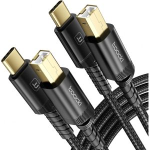 KAL-Câble Imprimante Usb B Vers Usb C 2M, Lot De 2 Câble Scanner Avec Cable En Nylon Et Fiche En Aluminium Compatible Avec Iphone 16 Pro Max Macbook Matebook Dell Hp Scanner Piano Électronique Midi - Neuf