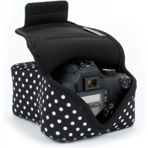Housse Appareil Photo Numérique et Accessoire en Néoprène Rembourré,Protection Robuste avec Poche et Ceinture-Compatible avec Appareils Canon,Nikon,Pentax,Lumix Et Plus-Pois - Neuf