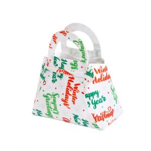 Sac pliant cadeau en feutre de No&euml;l Pochette de c&eacute;r&eacute;monie imprim&eacute;e &agrave; motif personnalis&eacute; pour les enfants fond blanc - Neuf