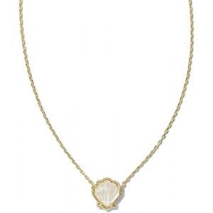 Collier Avec Pendentif Coquillage En Or, Bijou Pour Femme, Collier Avec Pendentif Coquillage Plaqué Or 18 Carats, Collier Coquillage Avec Bordure Dorée, Pendentif Coquillage En Cuivre Raffiné (Bl - Neuf