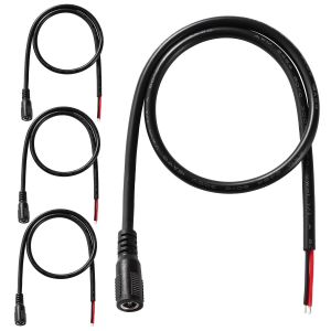 4 Pièces 50cm 18 Awg Câble D'alimentation Cc, 5.5 Mm X 2.5 Mm Femelle Vers Fil Nu Câble D'alimentation De Réparation, Pour Caméra De Sécurité, Bande Lumineuse Led, Dvr - Neuf