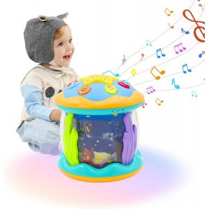 TDRFL-Musical Jouet Enfant 1 An,Ocean Projector Jeu Musical Bebe,Jouet 9 Mois Lumineux D'Apprentissage Pr&eacute;coce,Jeu Musical Sensoriel Pour Les Enfants Qui Rampent - Neuf