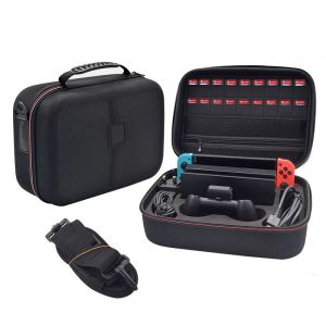 Housse De Transport Noire Compatible Avec Nintendo Switch/Switch Oled (31 X 21 X 12,5 Cm) - Sacoche De Voyage Rigide Et Portable, Doublure Souple, Pour 18 Jeux, Manette Pro Et Acc&egrave;s. - Neuf