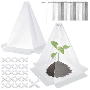 Cloches de jardin pour plantes, 20 pièces de protection en plastique pour petits semis de plantes, couvercles de cloche transparents réutilisables avec - Neuf