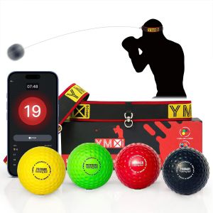 Jgd-Ultimate Reflex Ball Set - 4 React Reflex Ball - 2 Bandeaux Ajustables, Pour Am&eacute;liorer Le Temps De R&eacute;action, La Pr&eacute;cision, Le Focus Et La Coordination Yeux Mains, Entrainement Pour Boxe - Neuf