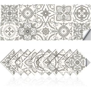 Kalanka-Autocollants Carreaux De Salle Bain Et De Cuisine Mosa&iuml;que Imperm&eacute;able Pvc D&eacute;coration Auto-Adh&eacute;sive Style Maroc Cuisine Simple Stickers De Salle De Bain Autocollants Bricolage (20,15x15cm) - Neuf