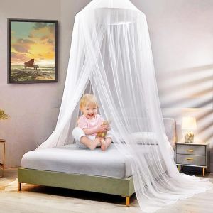 Kal-Moustiquaire De Lit En Forme De Dôme, Moustiquaire Pour Lit Blanche, Moustiquaire Suspendu De Protection Contre Les Insectes Pour Lit Simple Size Ou Double | Pour Intérieur Ou Extérieur - Neuf