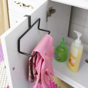 HJLIAN Porte-serviettes multi-usages sans clous pour porte arriere, pour suspendre des gants de toilette (noir) - Neuf