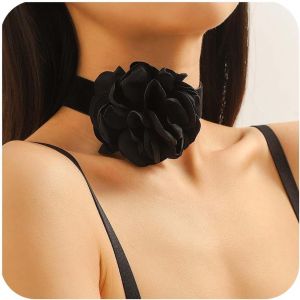 Kal-Collier Ras Velours Noir Collier Fleur De Rose Collier Dentelle Noire Collier Fleur Gothique Collier Mari&eacute;e Collier Demoiselle D'honneur Bijoux Cosplay Collier Cravate Cadeaux Pour Femmes - Neuf