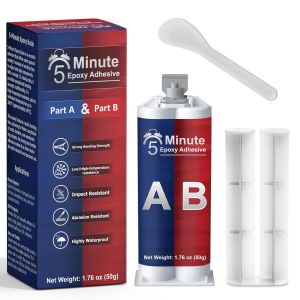 Colle Epoxy 5 Minutes,50ml Colle bi Composant Transparente,Colle Époxy bi-Composant à Durcissement Rapide la Réparation de la Céramique,de la Porcelaine,du Verre,le bois,métal - Neuf