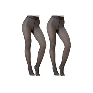 Collants D'hiver Noirs Doubl&eacute;s Polaire Pour Femme (Lot De 2), Transparents. - Neuf