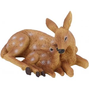 Mevronisshop-Statues D'animaux Mignons Figurines De Biche Et De Faon Mini Figurines D'animaux Statues En R&eacute;sine De Cerf Sculpture De Cerf Pour Patio Cour Et Maison - Neuf