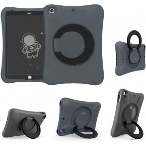 LORANKA-NLR Kids EVA Case pour iPad | Support Stable multidirectionnel | Compatible avec Le Nouvel iPad 2018/2017 de 9,7 Pouces (6e/5e g&eacute;n&eacute;ration) / iPad Air 2 / iPad Air (Gris+Noir) - Neuf