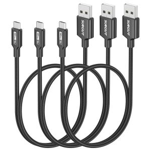 JGD-Lot de 3 c&acirc;bles micro USB 2.0 tress&eacute;s courts de 0,5 m pour chargeur Android et charge rapide et synchronisation des donn&eacute;es, compatible avec Samsung Galaxy S6 S7 Edge Note 5, Tab 4, PS4, Kindle - Neuf