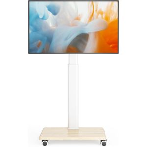 MEVRONISSHOP-chariot TV mobile universel pour t&eacute;l&eacute;viseurs de 27 &agrave; 65 pouces, support pivotant, hauteur r&eacute;glable, montage au sol avec roues verrouillables &agrave; 360&deg; - Neuf