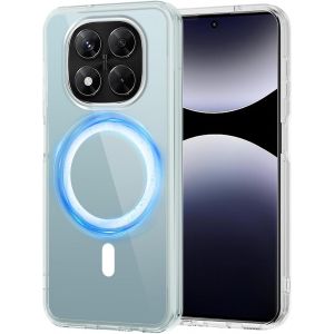 Kal-Coque Pour Xiaomi Redmi Note 14 Pro+ Plus 5g Magnétique Compatible Avec Magsafe Recharge, Étui Anti-Jaunissement Pc Dur Housse Arrière Anti-Rayures + Tpu Bumper Antichoc, Transparent - Neuf