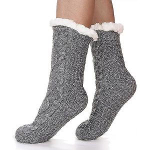 Femmes Fuzzy Slipper Chaussettes Fluffy Cozy Cabin Hiver Chaud Polaire Peluche Tricot Avec Poignées Chaussettes Antidérapantes - Neuf