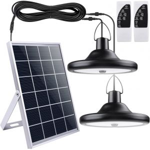 Lampes Solaires Suspendues Avec Télécommande Pour Extérieur,Câble De 5m 56 Led 1000lm Lampe,4 Modes 6 Niveaux De Luminosité Lampes Solaires Pour Camping Jardin[Amp744250] - Neuf