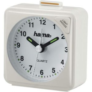 KAL-Réveil Analogique De Voyage A50 (Mini Réveil Compact, Fonction Snooze, Rétroéclairage, Aiguilles Fluorescentes, Idéal Voyage Chambre Bureau) Blanc - Neuf