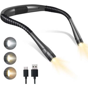 Lampe De Lecture Rechargeable Pour Le Cou, Idéale Pour Lire Au Lit, 3 Couleurs, 6 Niveaux De Luminosité, Bras Pliables, Longue Durée De Vie, Idéale Pour La Lecture, Le Tricot Et Les Réparations. - Neuf
