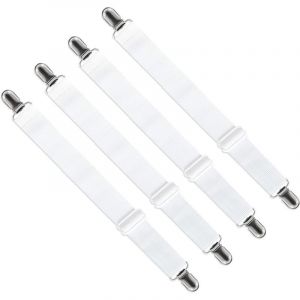 Tendeur De Drap-Housse Réglable (65 Cm À 200 Cm), Sangle De Maintien Réglable Pour Drap De Lit, Canapé, Housse De Repassage (Blanc, Lot De 4) - Neuf