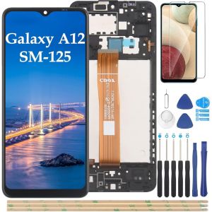6.5'' NOIR &Eacute;CRAN COMPLET AVEC CH&Acirc;SSIS POUR SAMSUNG GALAXY A12 SM-A125F A125M A125U ECRAN LCD REMPLACEMENT, ECRAN TELEPHONE POUR A125 &Eacute;CRAN TACTILE DE RECHANGE AVEC OUTIL + VERRE TREMP&Eacute; - Neuf