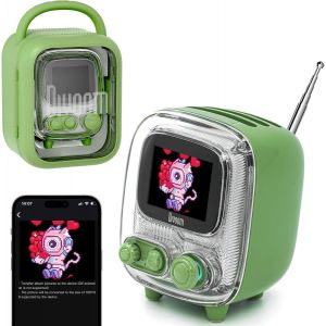 Tiivoo-2 Enceinte Bluetooth Rétro Avec Haut-Parleur Sans Fil Mignon, Petit, Tendance, Multifonction, Pixel Art, Horloge, Chargement D'Album, Bruit Blanc, Cadeau, Compatible Avec (Vert) - Neuf