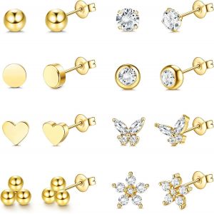 Kal-5-8 Paires Boucle D'oreille Femme Or Argent Boucle D'oreille Zircone Cubique Petites Boucles D'oreilles Creoles 18k Or Hypoallergénique Cartilage Hoop Conch Helix Piercing Pour Fille Homme - Neuf