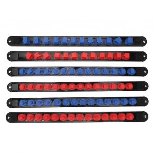 6pcs Socket Organizer 360 Swivel Removable End Cap 1/4 pouce x 28 clips 3/8 pouce x 28 clips 1/2 pouce x 24Clips Socket Holders - Neuf