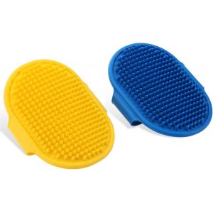 Brosse De Toilettage Pour Chien - Lot De 2 Brosses De Bain En Caoutchouc De Silicone Avec Sangle Réglable - Brosse De Douche Pour Animaux De Compagnie - Brosse De Massage Pour Chiots - Neuf