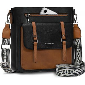 Sac Bandouli&egrave;re Femme Cuir Sac A Main Femmes Bandoulieres Sacs &Agrave; Main Port&eacute;s &Eacute;paule Femme Sacoche Femmes Avec Bretelles R&eacute;glables Et Amovibles Noir Et Marron - Neuf