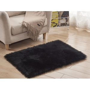 Tapis De Sol Noir Antid&eacute;rapant En Peluche 60x90cm Pour Chambre Et Salon - Neuf