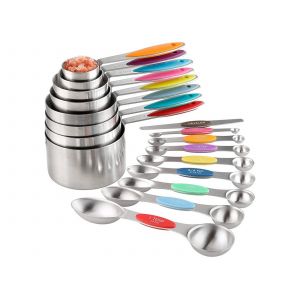 Ensemble De 17 Tasses Et Cuill&egrave;res &Agrave; Mesurer En Acier Inoxydable - Neuf