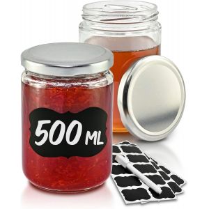 Kgabery-12 Bocaux Alimentaires De 500 Ml Avec Couvercle,Etiquettes-Pots Hermétiques En Verre Pour La Conservation - Neuf