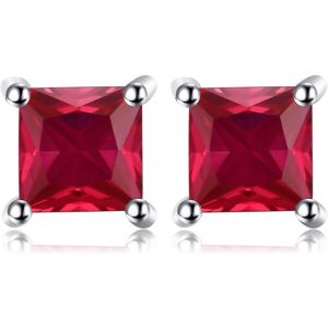 Genuine Amethyst Square Earrings, 925 Sterling Silver Stud Earrings - Neuf