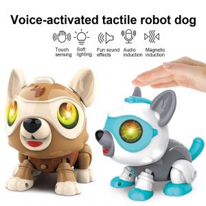 Enfants Commande Vocale D&eacute;tection Tactile Robot &Eacute;lectronique Chien Intelligent Toy_Blue - Neuf