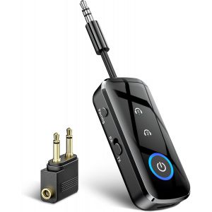 ASFASFq-SONRU Emetteur Bluetooth Récepteur 5.3, 2 en 1 Adaptateur Bluetooth Avion Transmetteur 3,5 mm AUX Jack, Prend en Charge 2 AirPods/Casques, Emetteur pour TV/PC/Voiture/Gym Sport/Avion - Neuf
