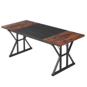 Bureau de Direction 180 x 80 cm-Duoku-Table d'Etude en Bois avec Structure M&eacute;tallique-Capacit&eacute; de Charge 68 kg-Marron et Noir - Neuf