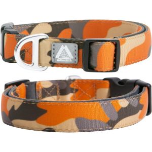 Jgd-Collier Rembourr&eacute; Doux Pour Chien - Tour De Cou De 30,5 &Agrave; 50,8 Cm - Collier Robuste R&eacute;glable Avec Logo R&eacute;fl&eacute;chissant 3m Pour Chiens De Taille Moyenne Et Grande - Orange Camouflage, Taille M - Neuf