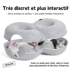 Peekaboo &Agrave; Circulation Infinie Avec 12 Balles Jouets, Tunnel En Forme De Donut Pour Chats Jusqu'&agrave; 13,6 Kg (Gris Clair, L 96,5 X 61 X 28 Cm) - Neuf