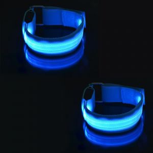 Acdsgd-2pcs Brassard Led Rechargeable Brassard Fluorescent Brassards R&eacute;fl&eacute;chissants Pour Marche Lumi&egrave;res Pour Courir La Nuit -Bleu - Neuf